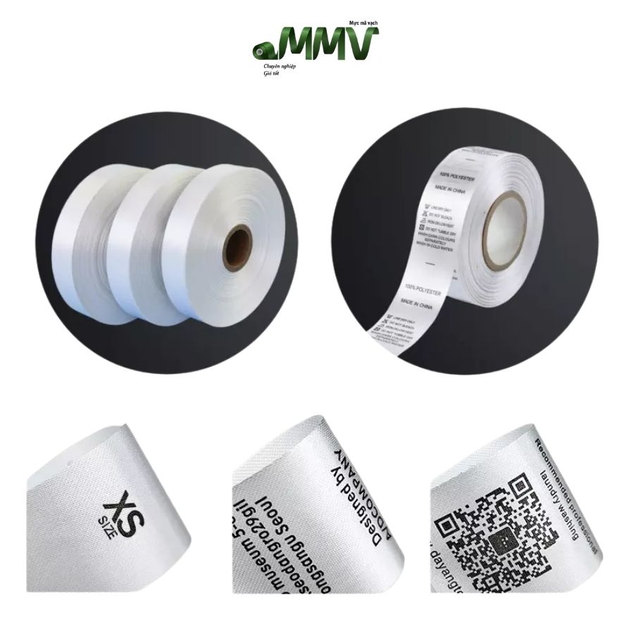 In nhãn mác quần áo bằng vải satin