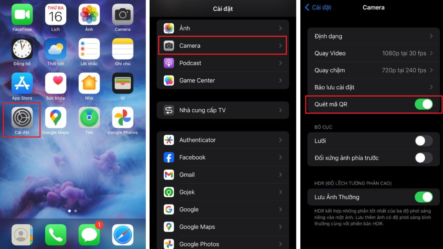 Cách quét mã bằng camera