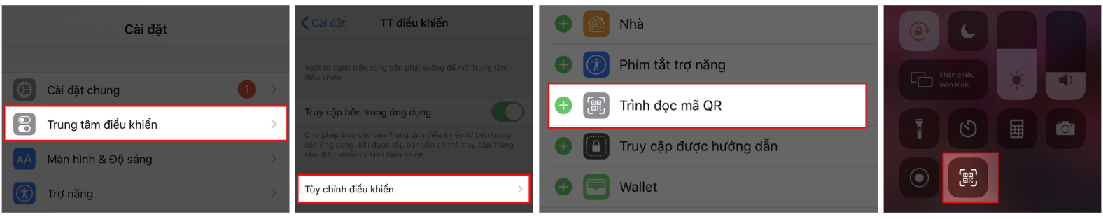 Cách quét mã bằng trung tâm điều khiển